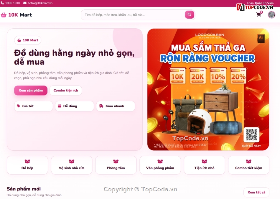 Website bán đồ dùng,web bán hàng,cửa hàng 10kmart